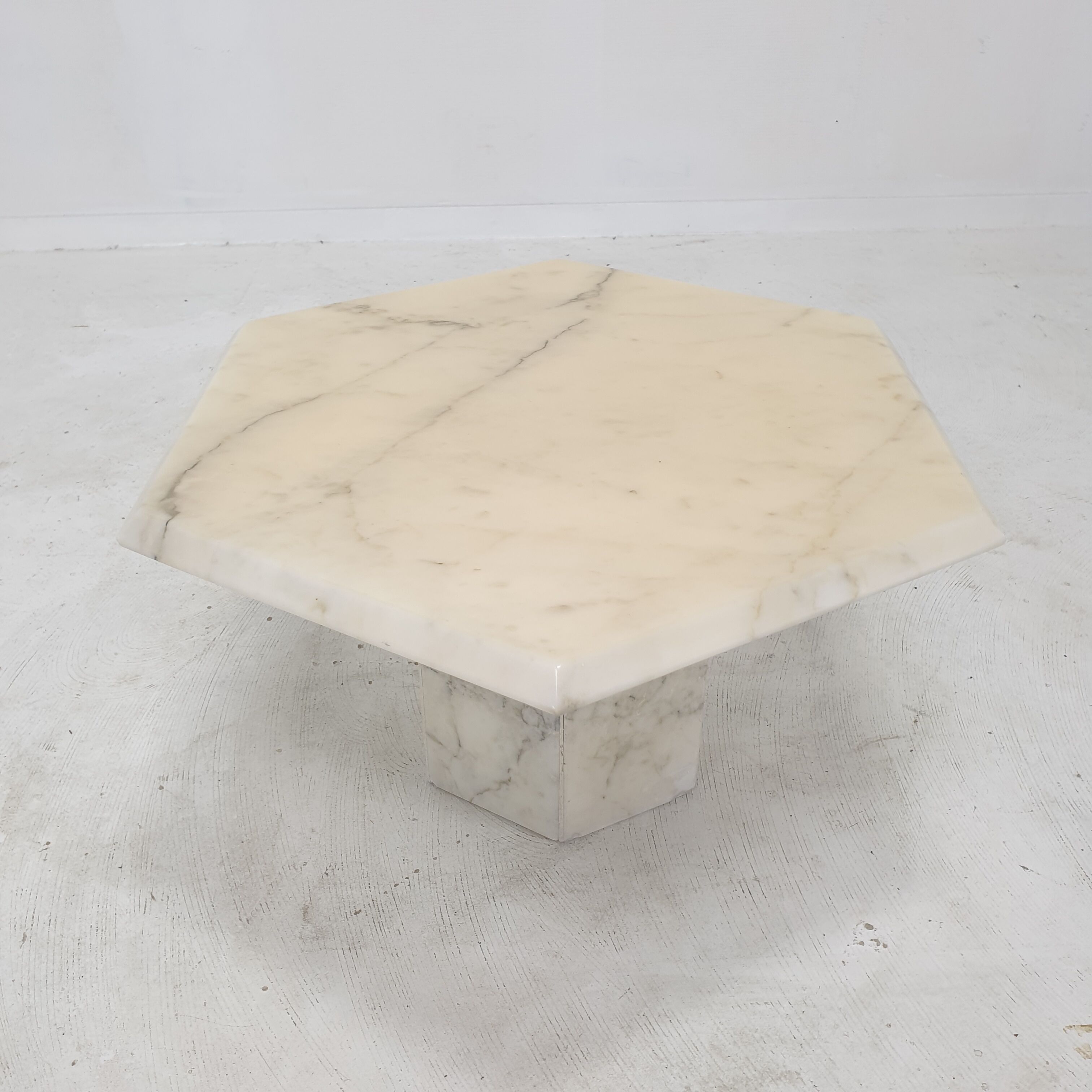 Set of 3 Italian Carrara Marble Side Tables, 1980s