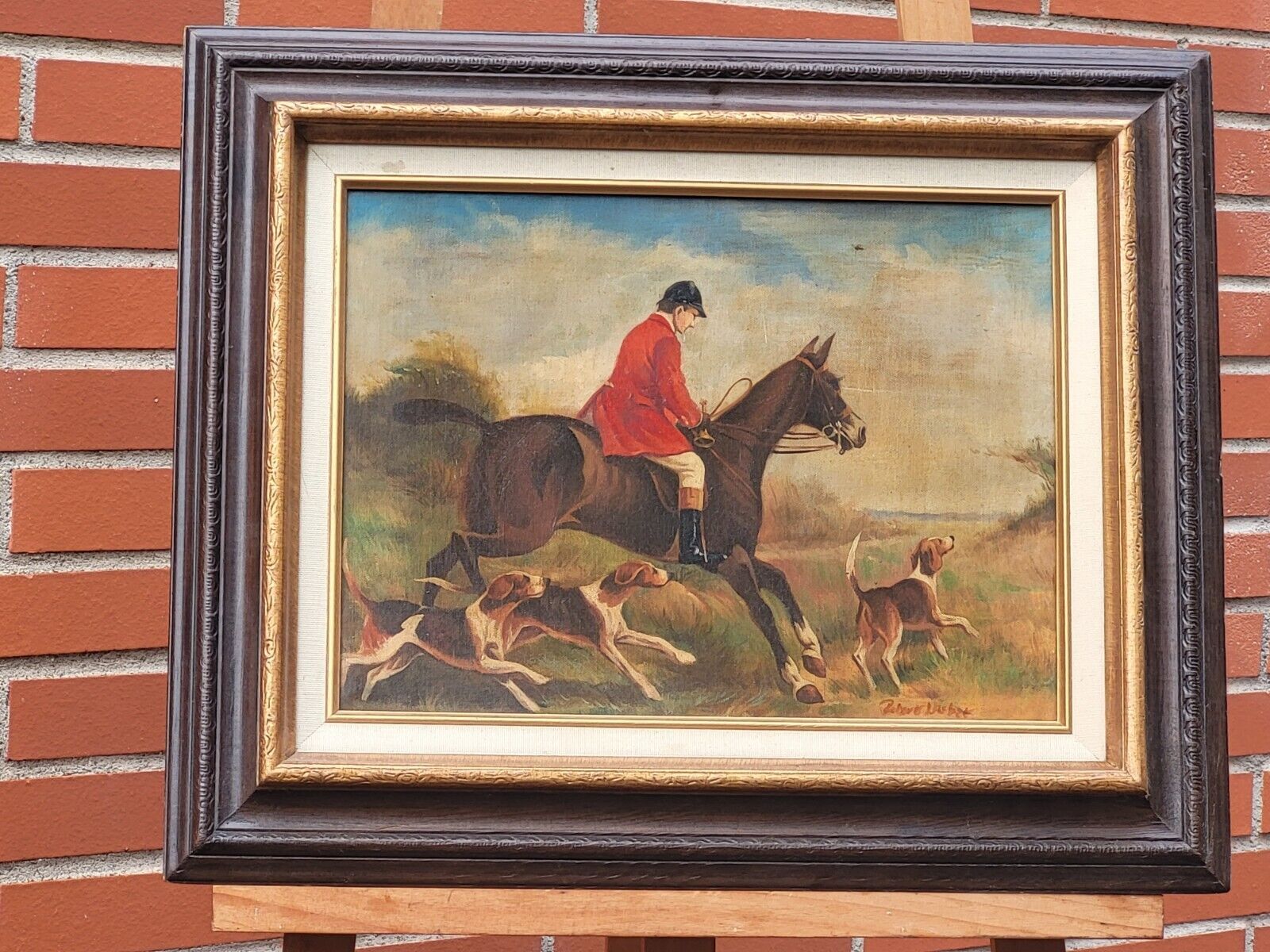 Oil painting signed Nubet "The Hunt"