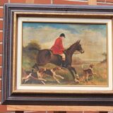 Oil painting signed Nubet "The Hunt"
