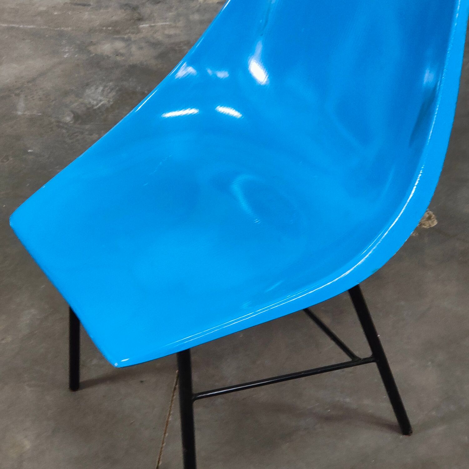 Metal and blue fiber chair by Miroslav Navratil for Vertex