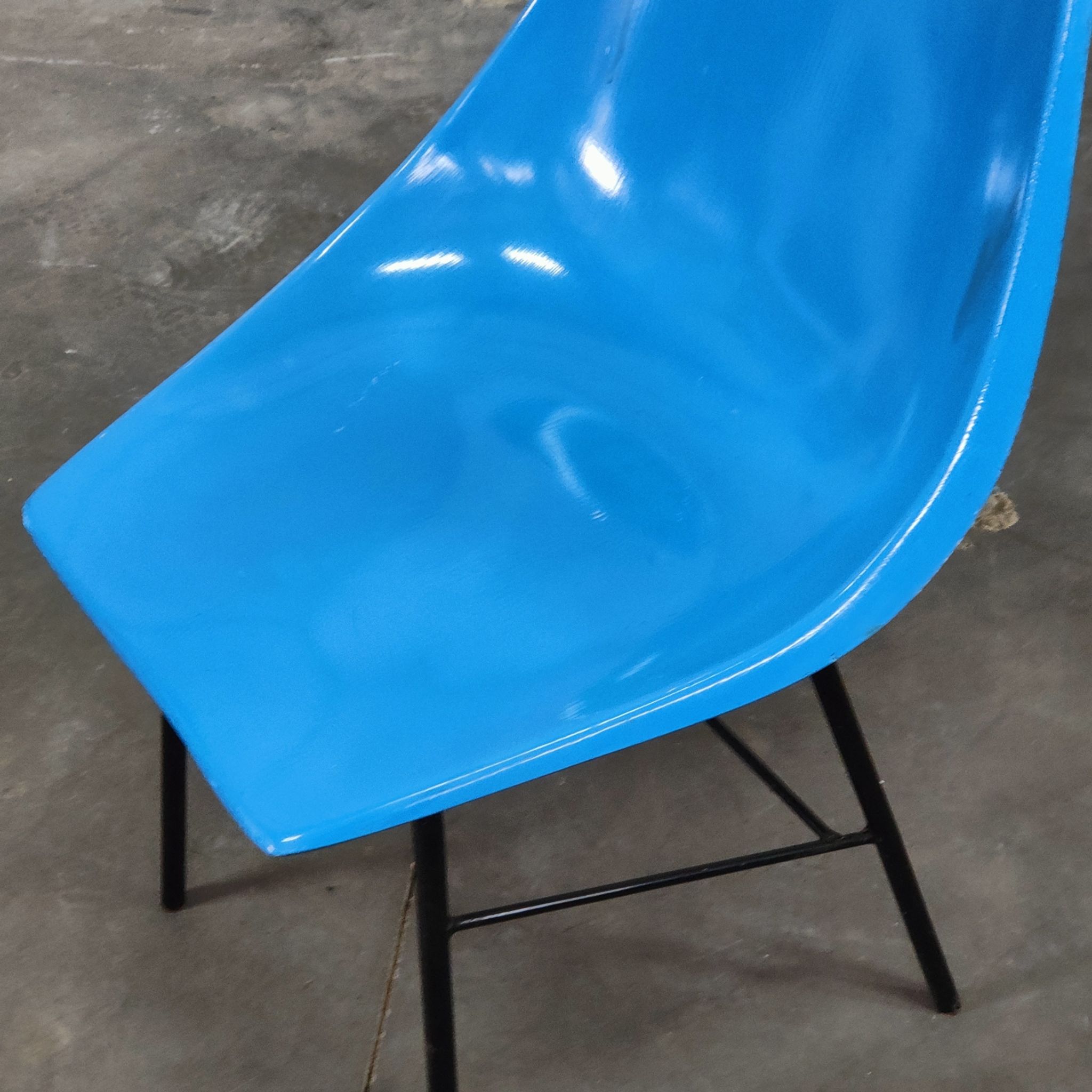 Metal and blue fiber chair by Miroslav Navratil for Vertex