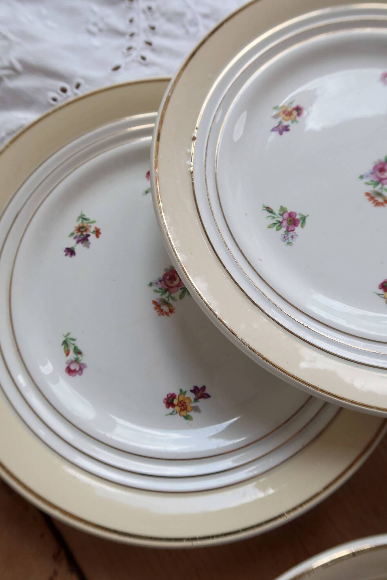 6 vintage dessert plates Céranord "Cheverny" - Floral pattern