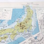 Vintage map of Japan and Korea 43x43cm from 1950.