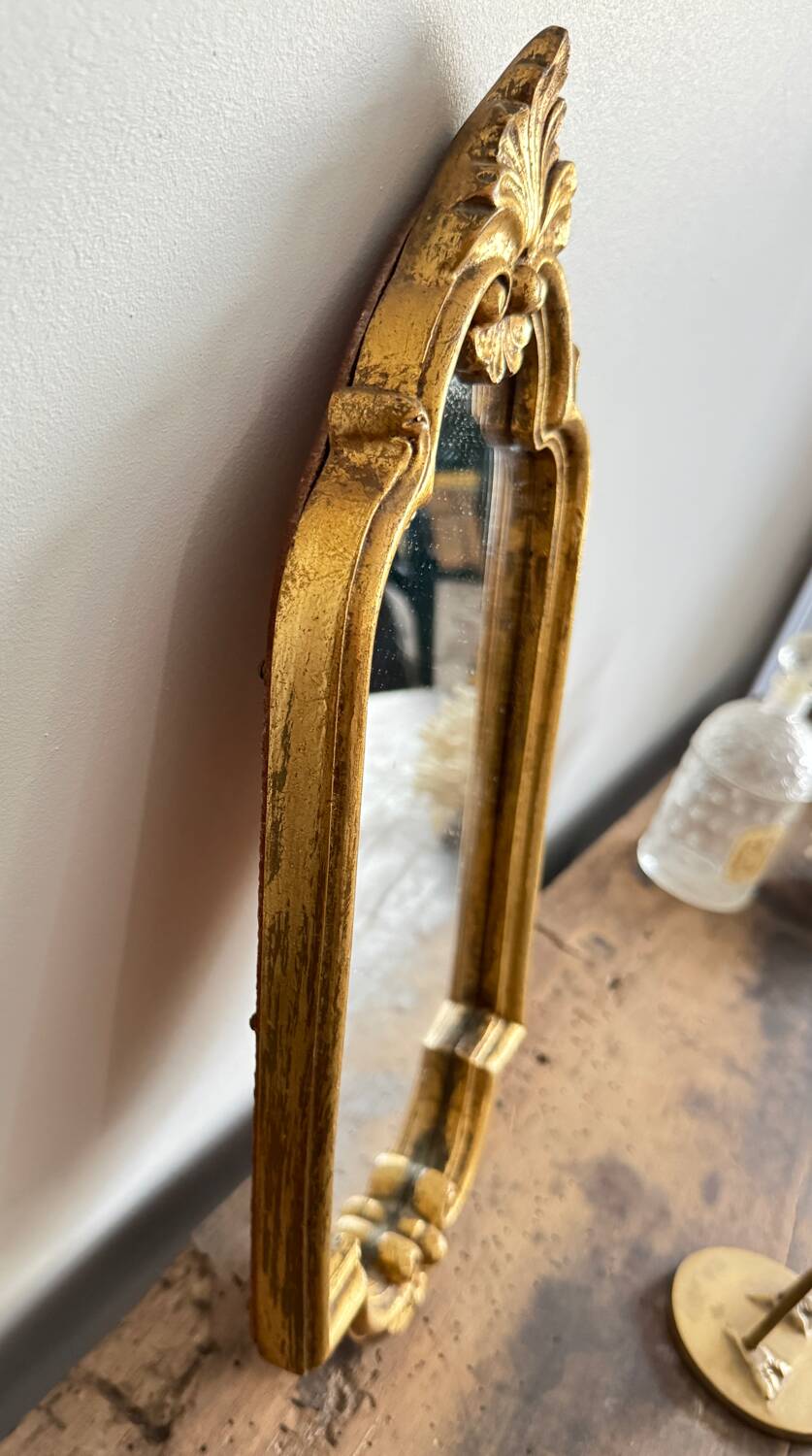 Vintage rectangular baroque mirror in golden resin