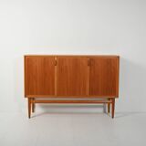Scandinavian highboard sideboard, 1950s/60s, oak & teak, three doors