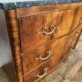 Art Deco curved chest of drawers in walnut