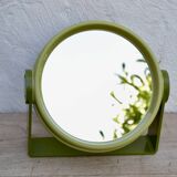 Swivel green plastic makeup mirror - Space Age Design - 1970s