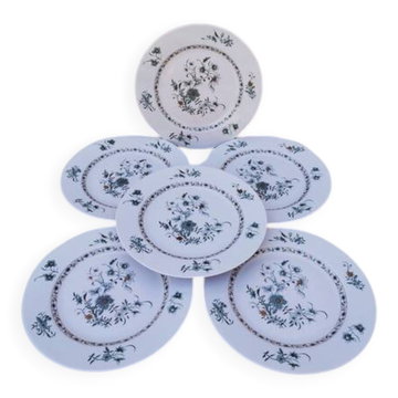 6 assiettes plates en porcelaine Limoges, Bernardaud, Pékin N°2