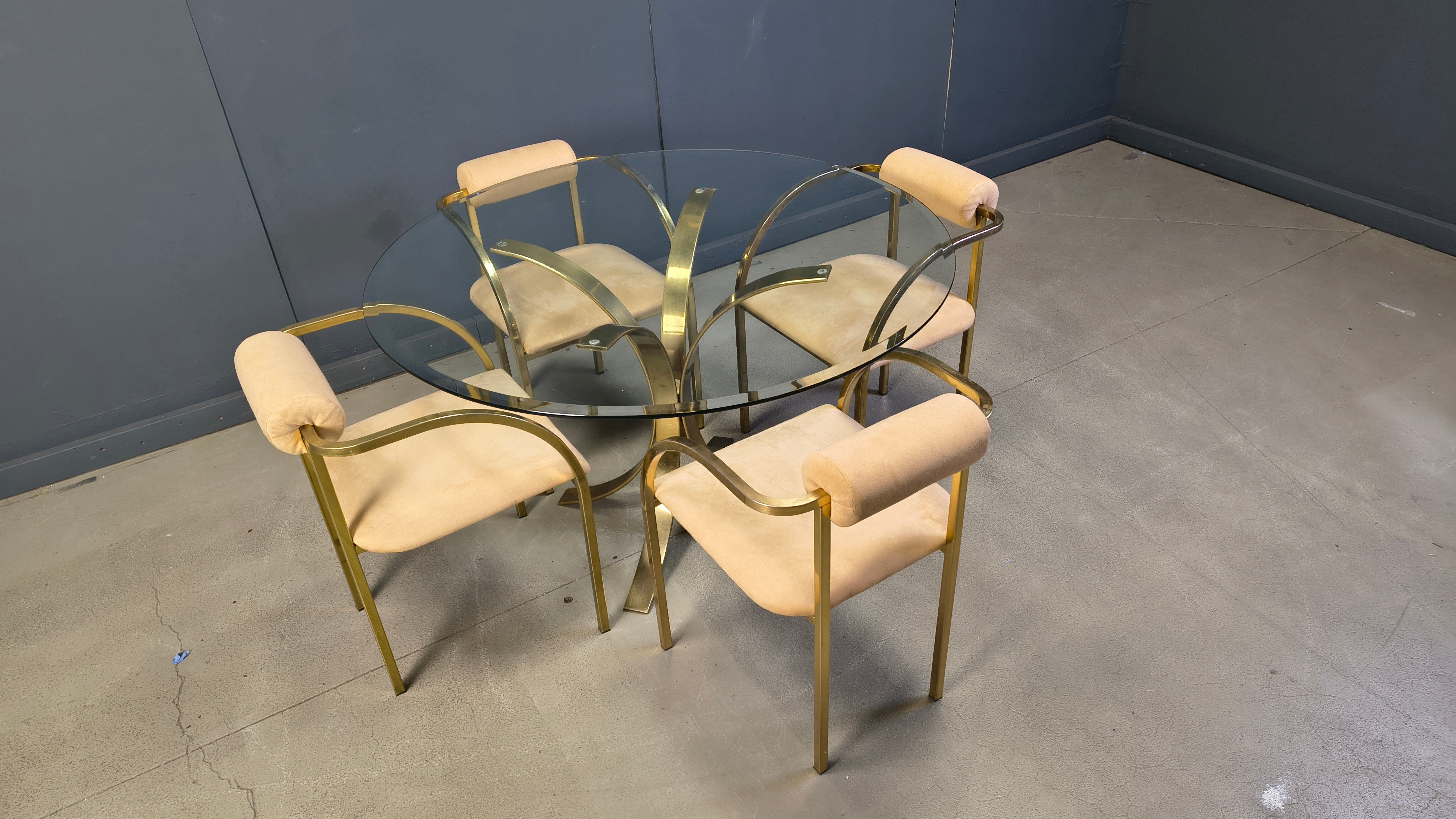 Vintage brass dining set by Belgochrom, 1970s