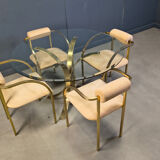 Vintage brass dining set by Belgochrom, 1970s