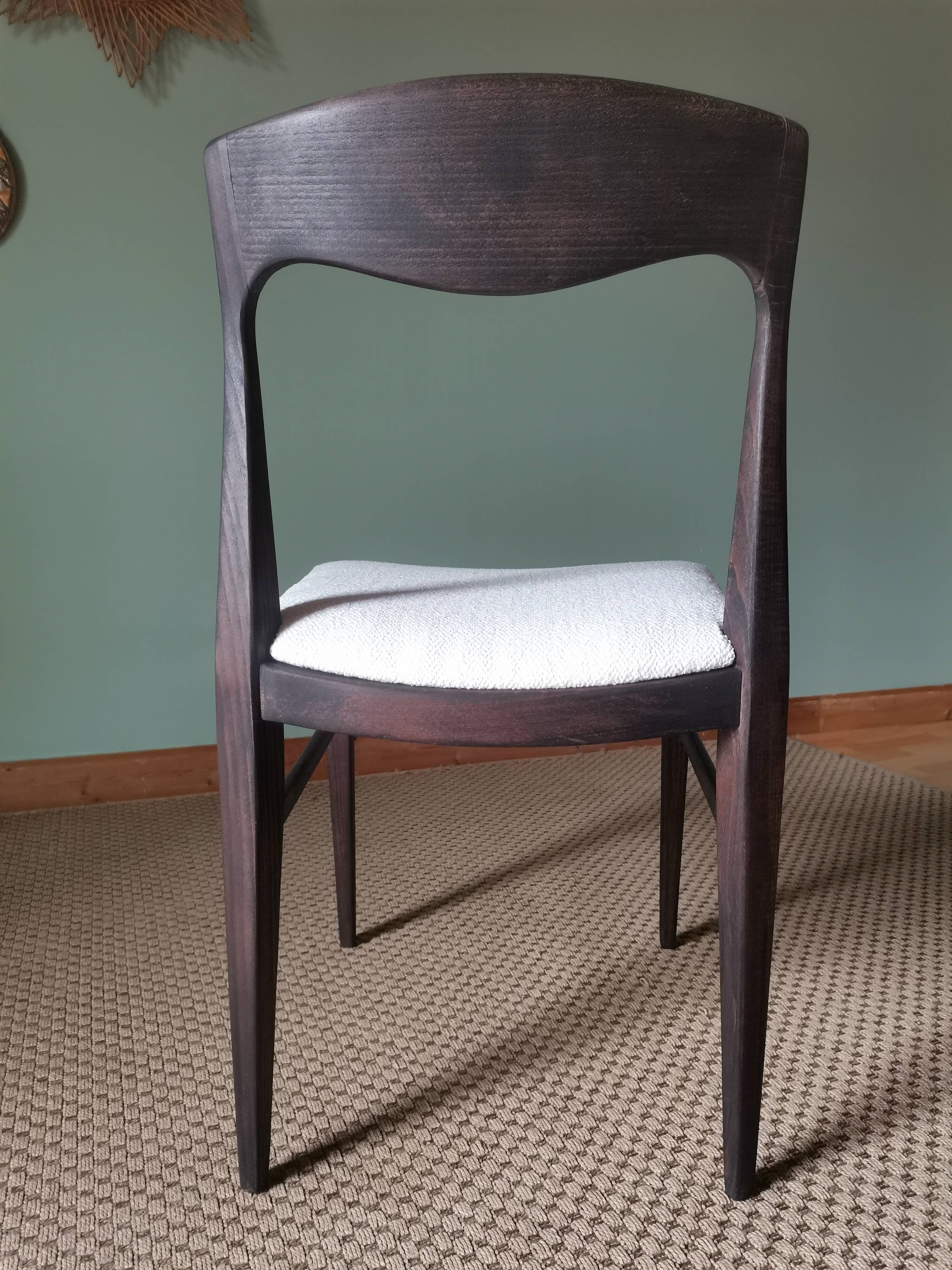 White boucle Scandinavian chairs