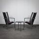 Pair of postmodern armchairs with side table (1980s)