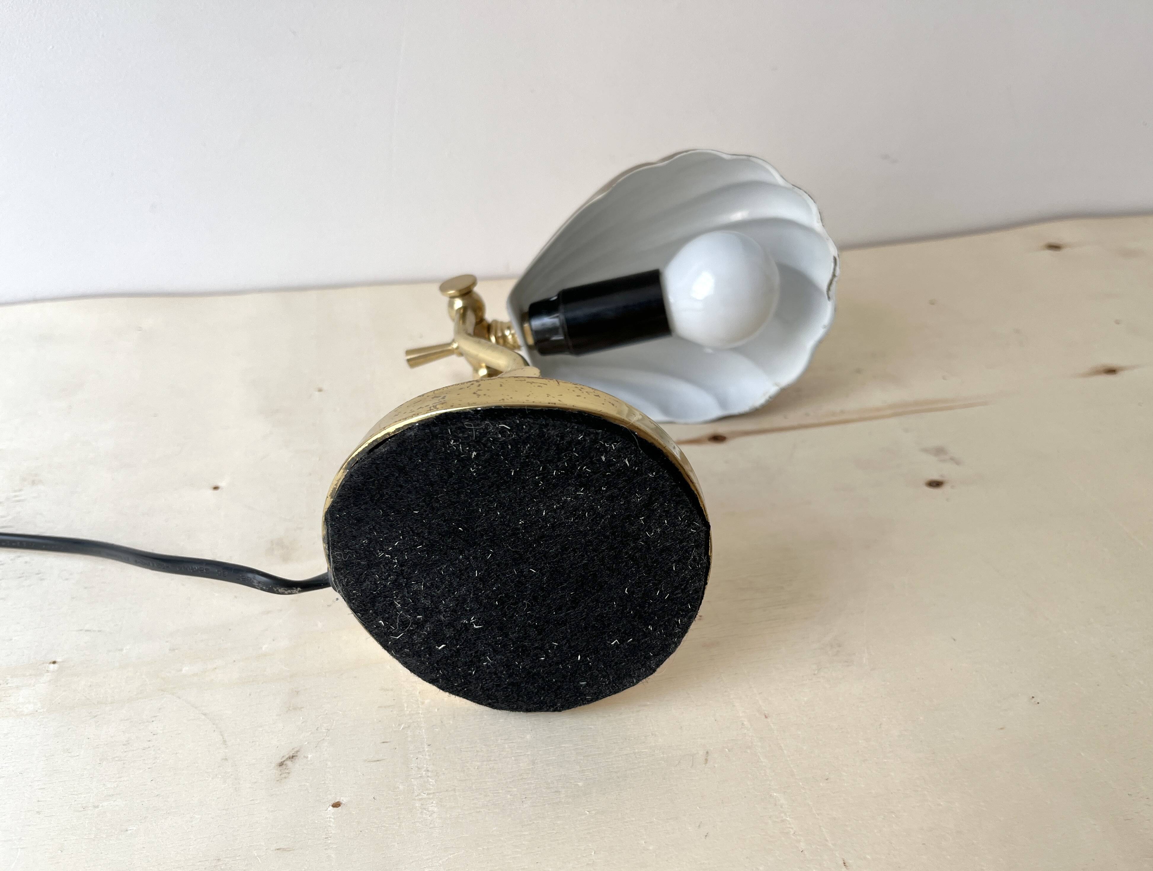 1950s brass "shell" desk lamp, vintage lighting