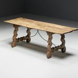 Table à Tréteaux Rustique d'Art Populaire, Espagne, 19ème Siècle