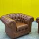 Brown Leather Chesterfield armchair (Price is for One)