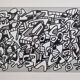 Sérigraphie encadrée sous verre d'après Jean Dubuffet, en noir et blanc, années 70, 40 x 29