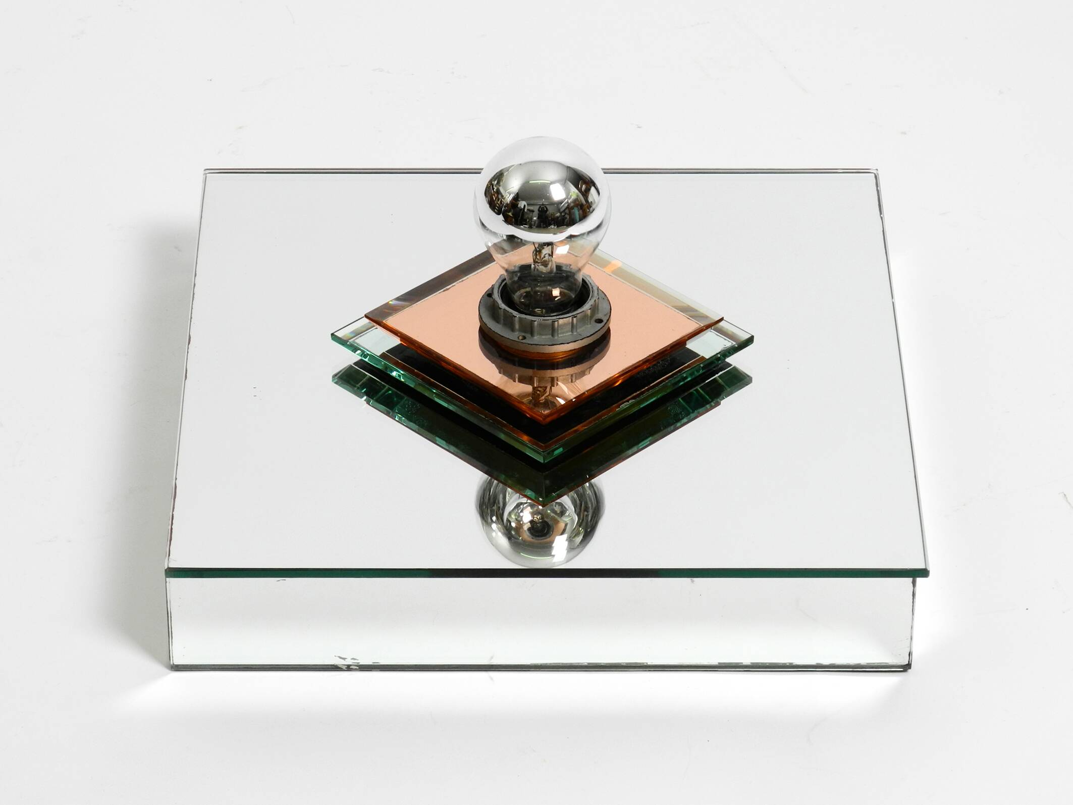 Stunning  large 1980s Italian mirror ceiling lamp in Postmodern design