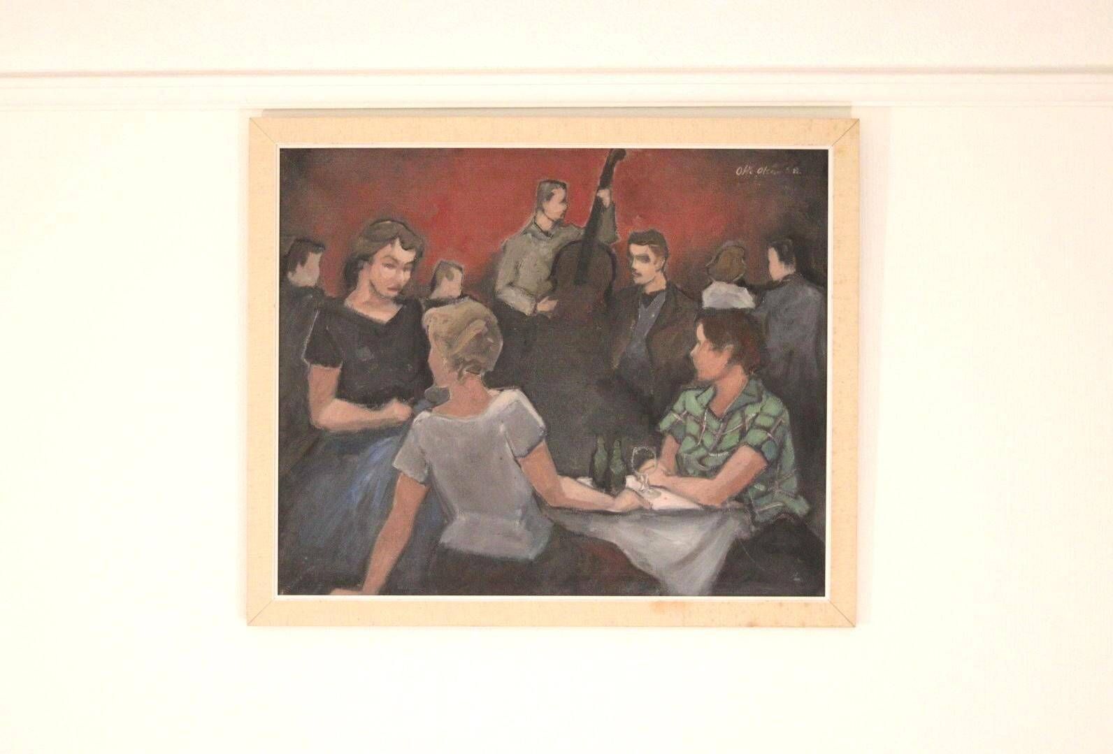 Huile sur toile norvégienne par Otto Olsen, 1958