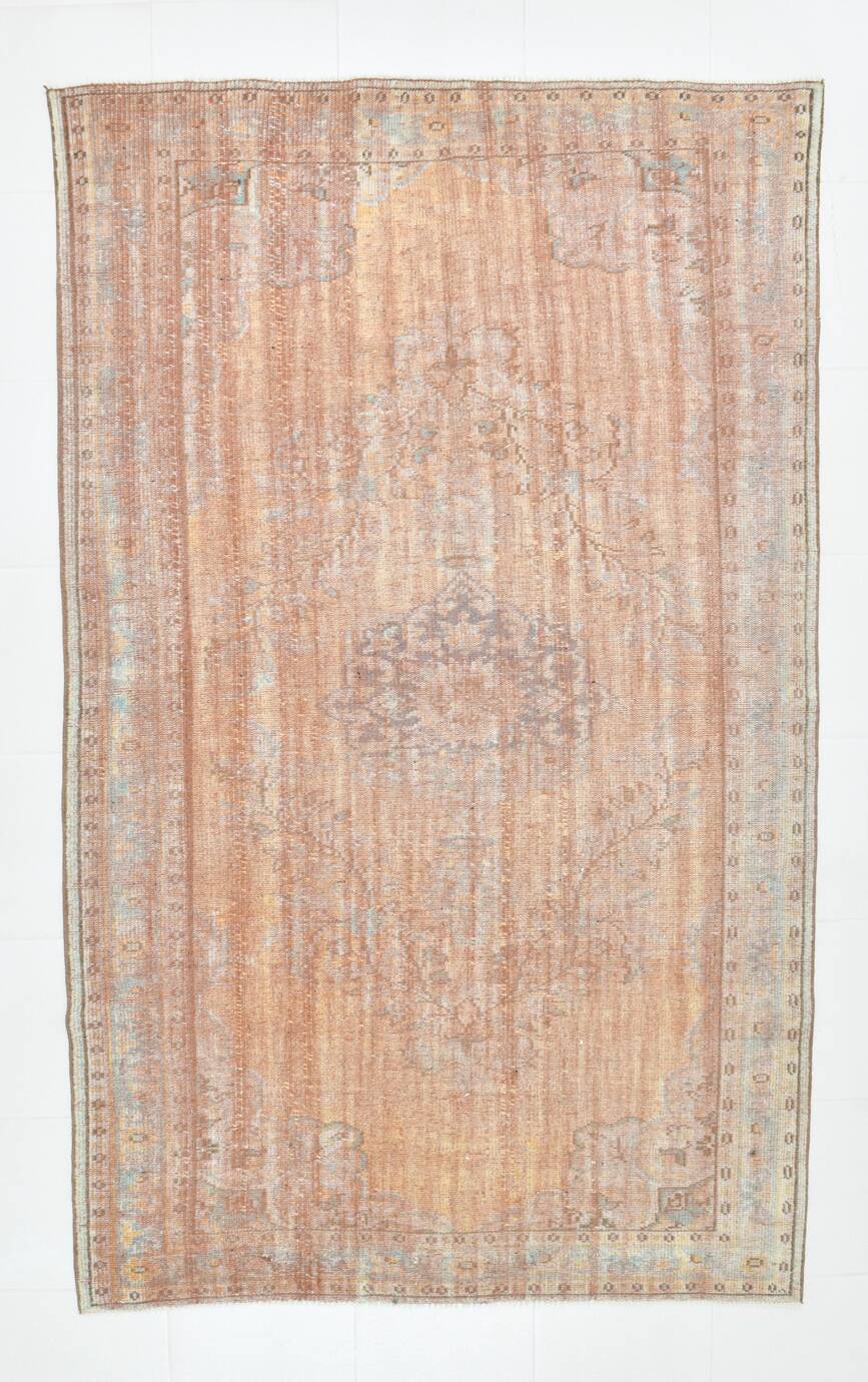 5x9 Peach & Blush Pink Oushak Vintage Rug, 164x267 Cm