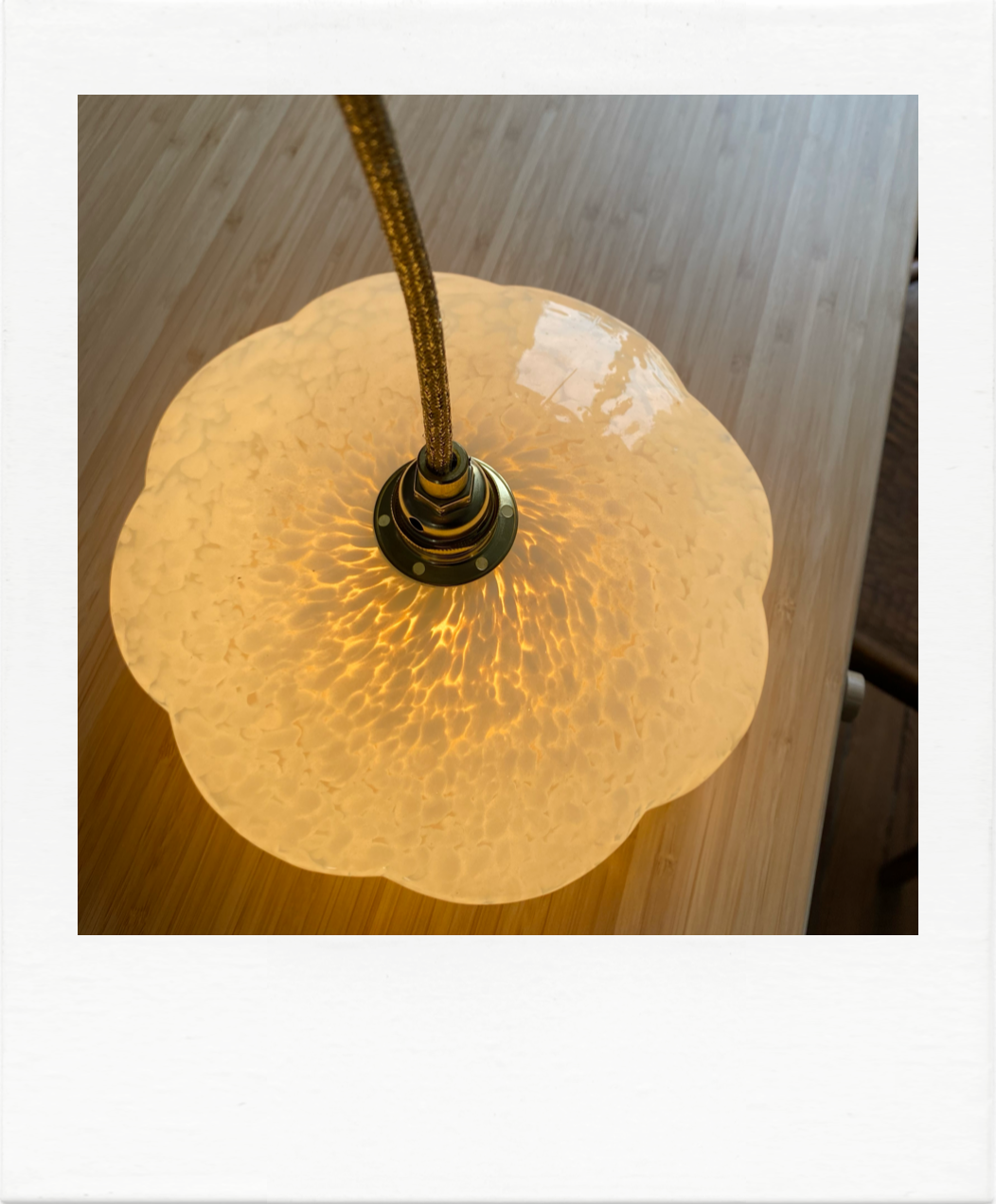 Pair of blue Clichy glass hanging lamps