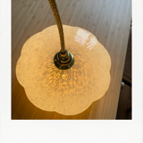 Pair of blue Clichy glass hanging lamps