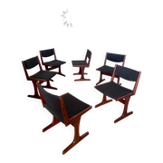 Set of 6 old Scandinavian chairs from the 60s, vintage teak