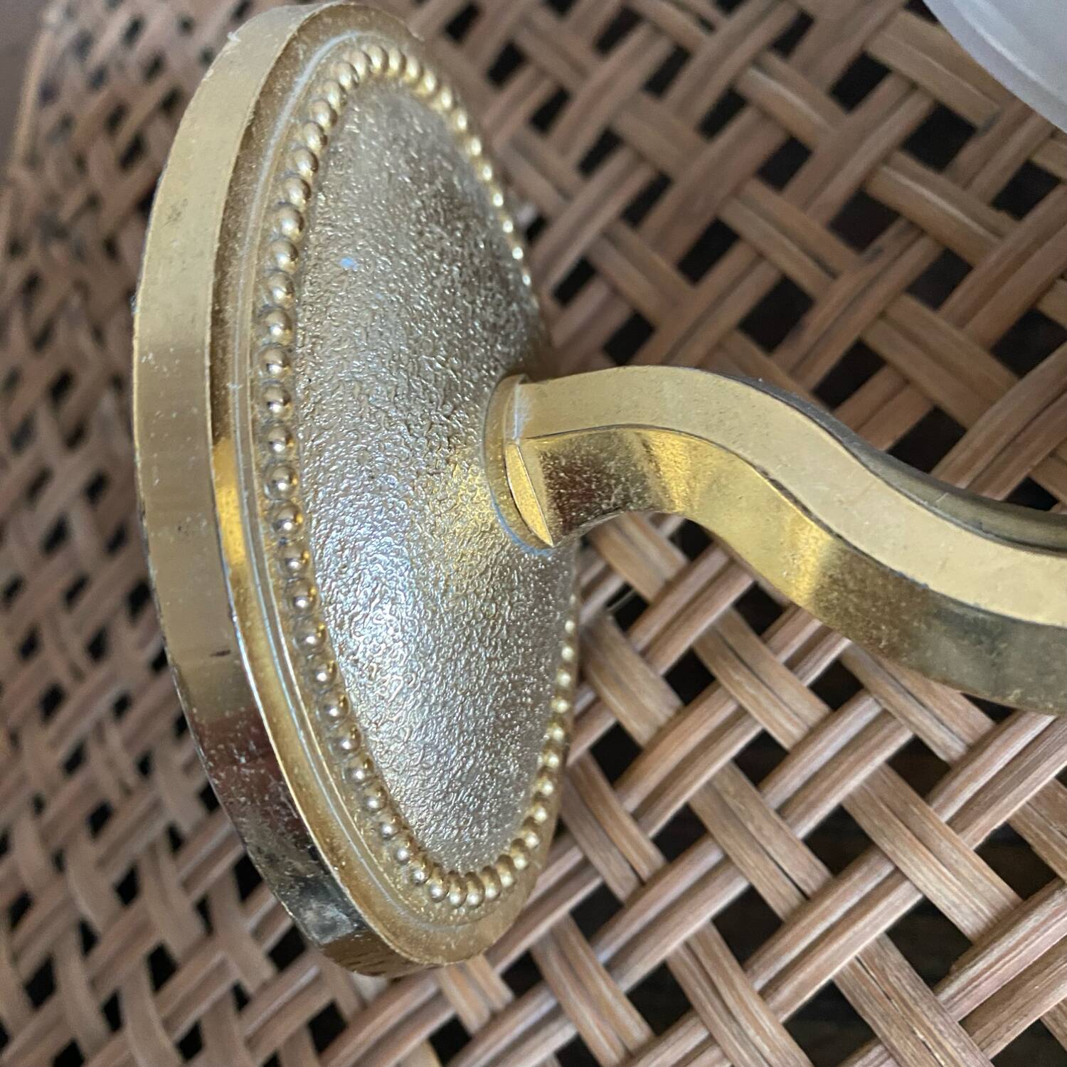 Pair of retro gold and glass tulip wall lights