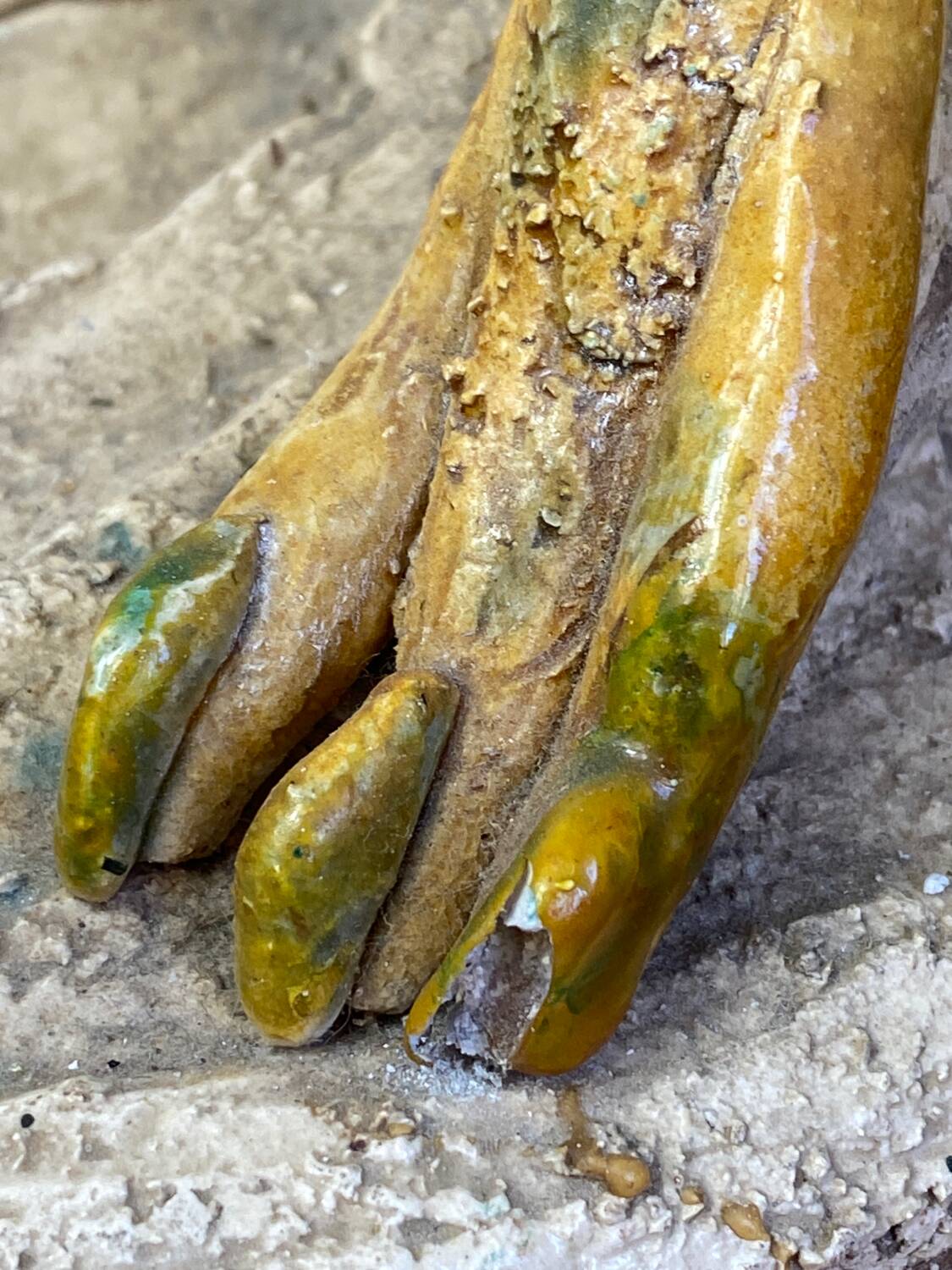 Large ceramic wading bird signed Thimo