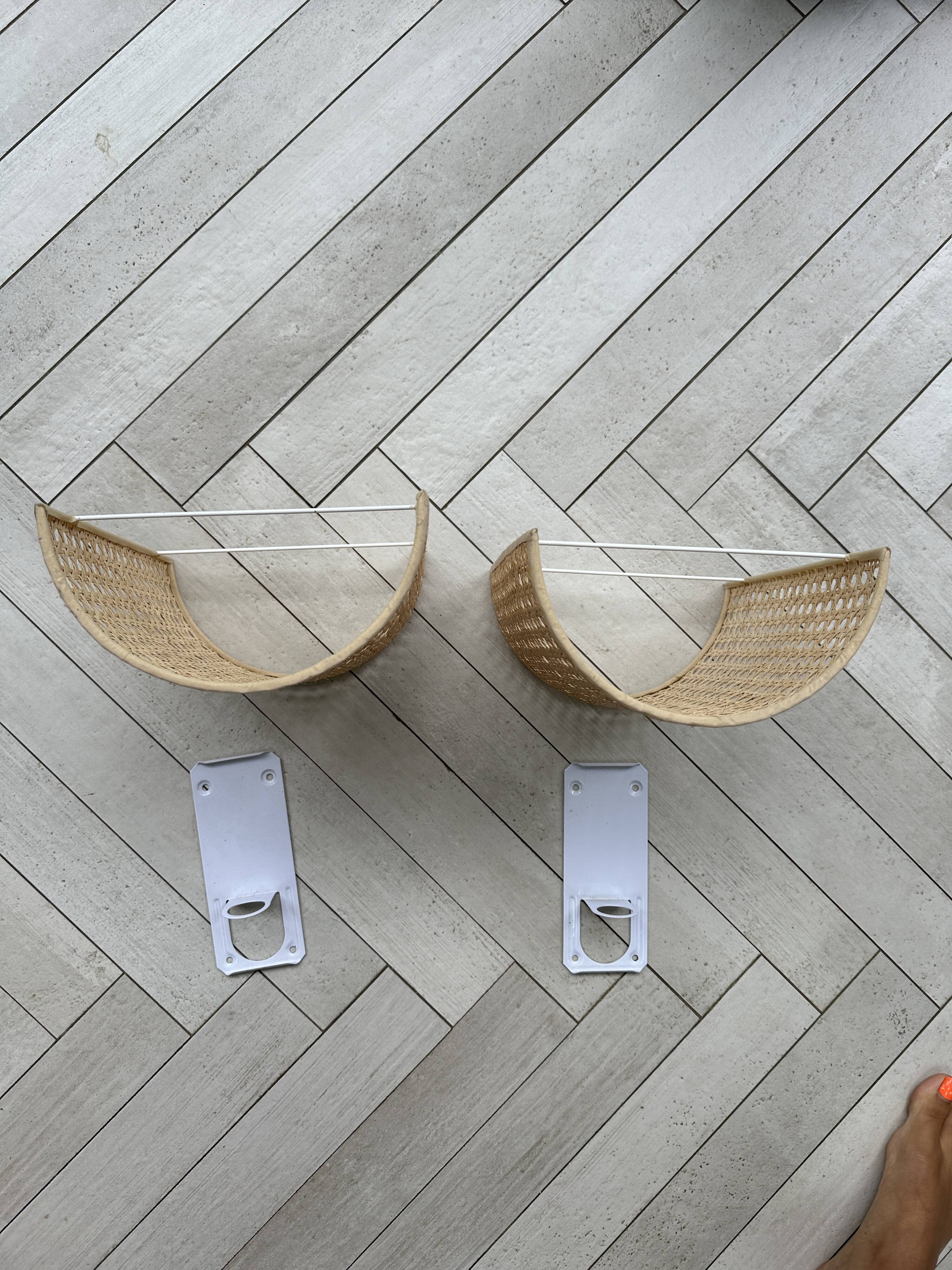 Pair of cannage wall lights