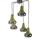 Chrome and green cascade pendant lamp