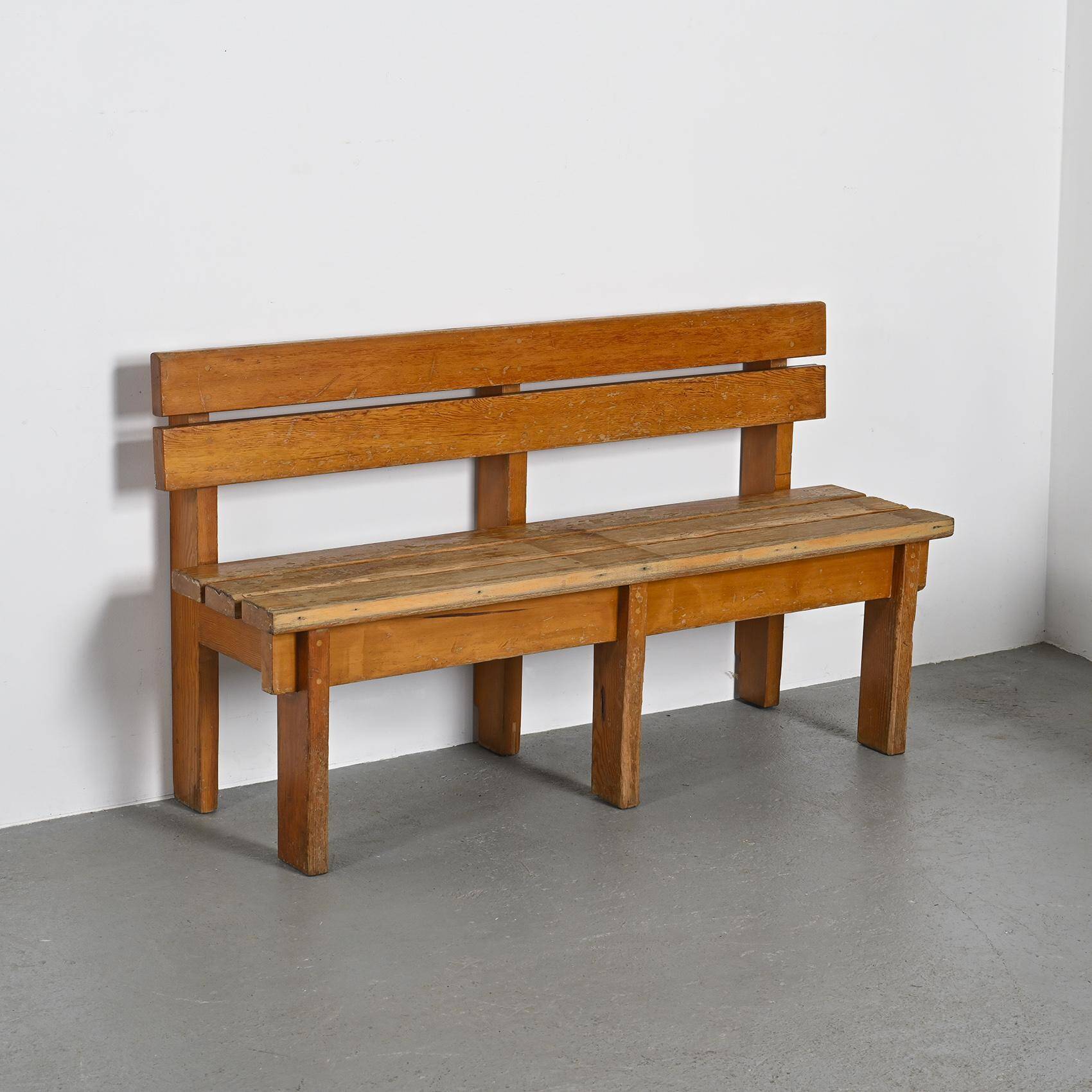 Pair of solid wood benches by Christian Durupt, Courchevel, circa 1960