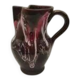 Pichet Vallauris vintage glazed ceramic with red drip design from the 1960s.
