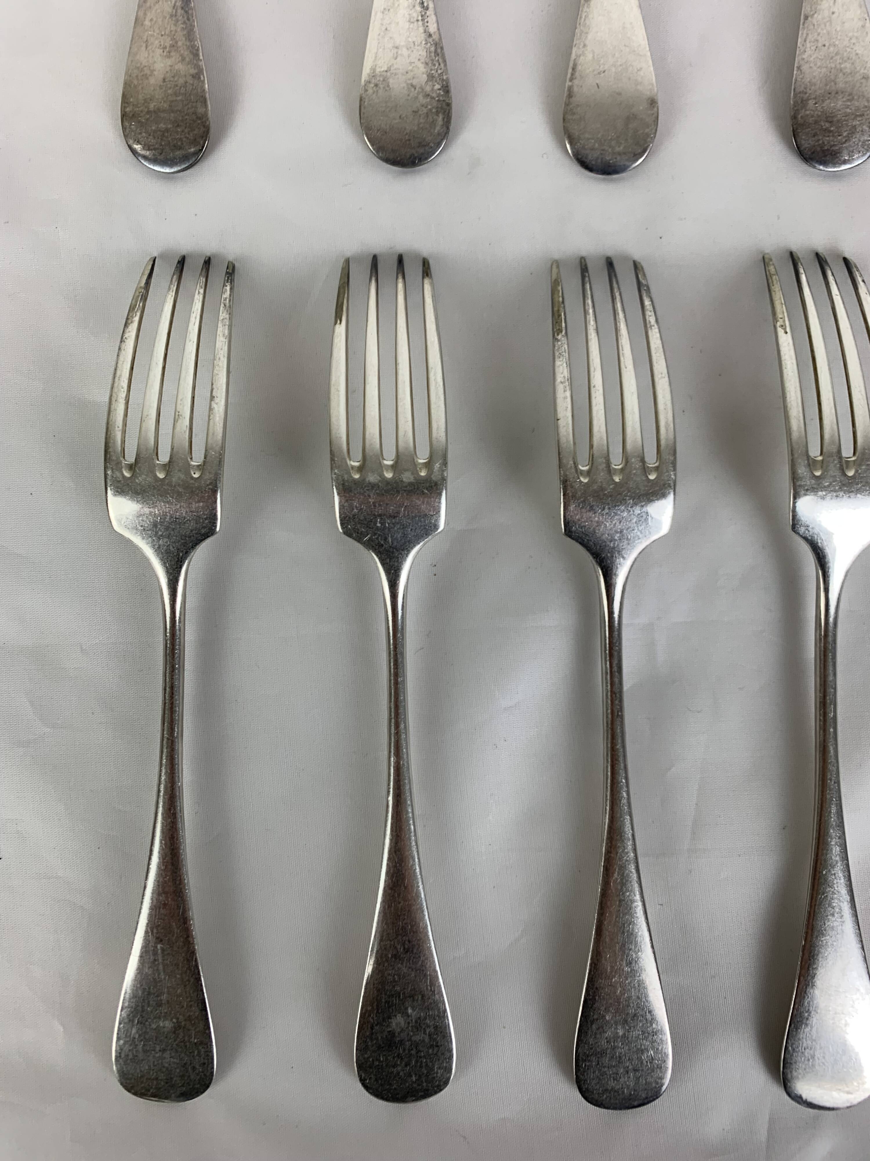 6 forks & 6 spoons Christofle Baguette Fidelio model silver metal