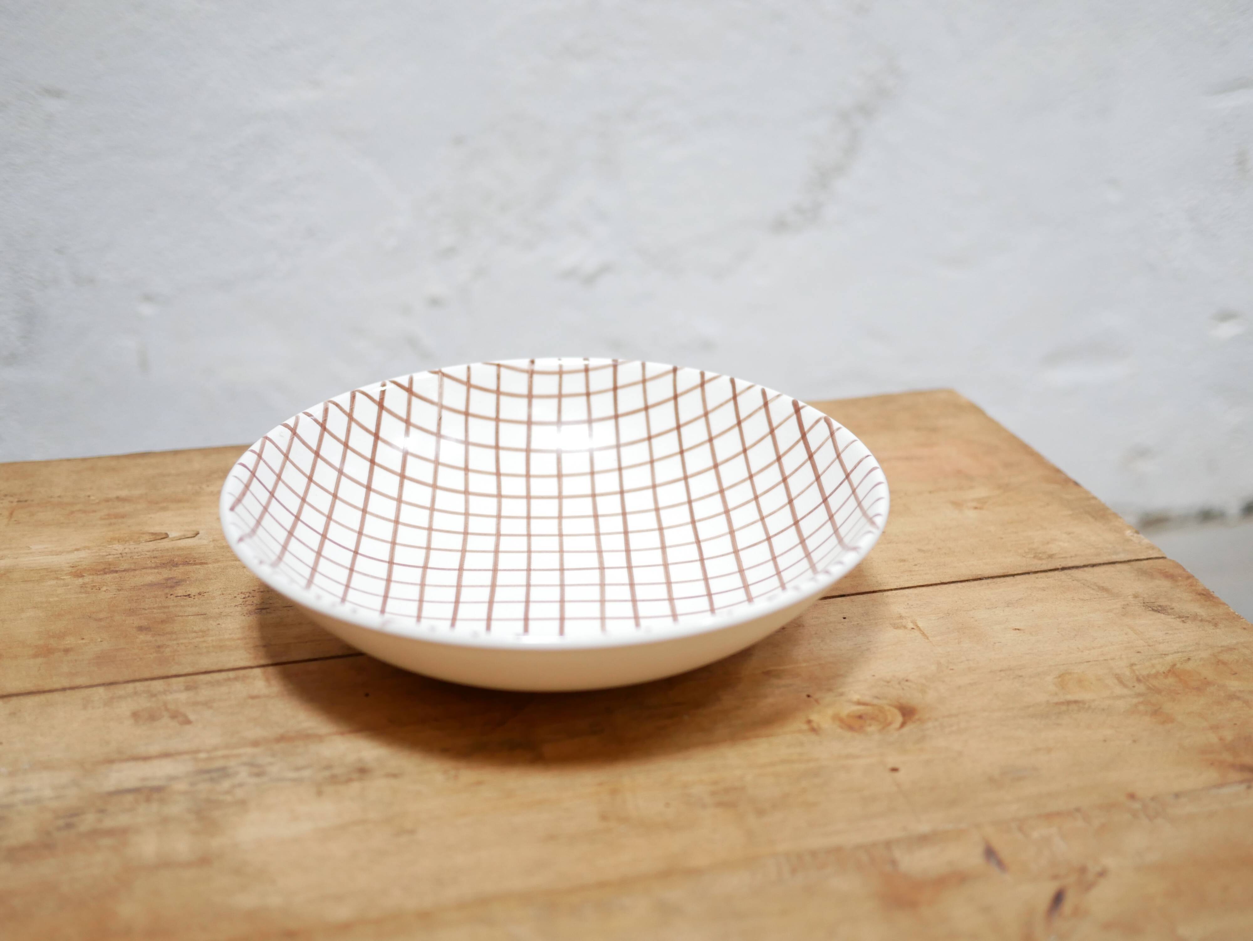 Vintage ceramic hollow flat salad bowl by the Longchamp manufacture, France