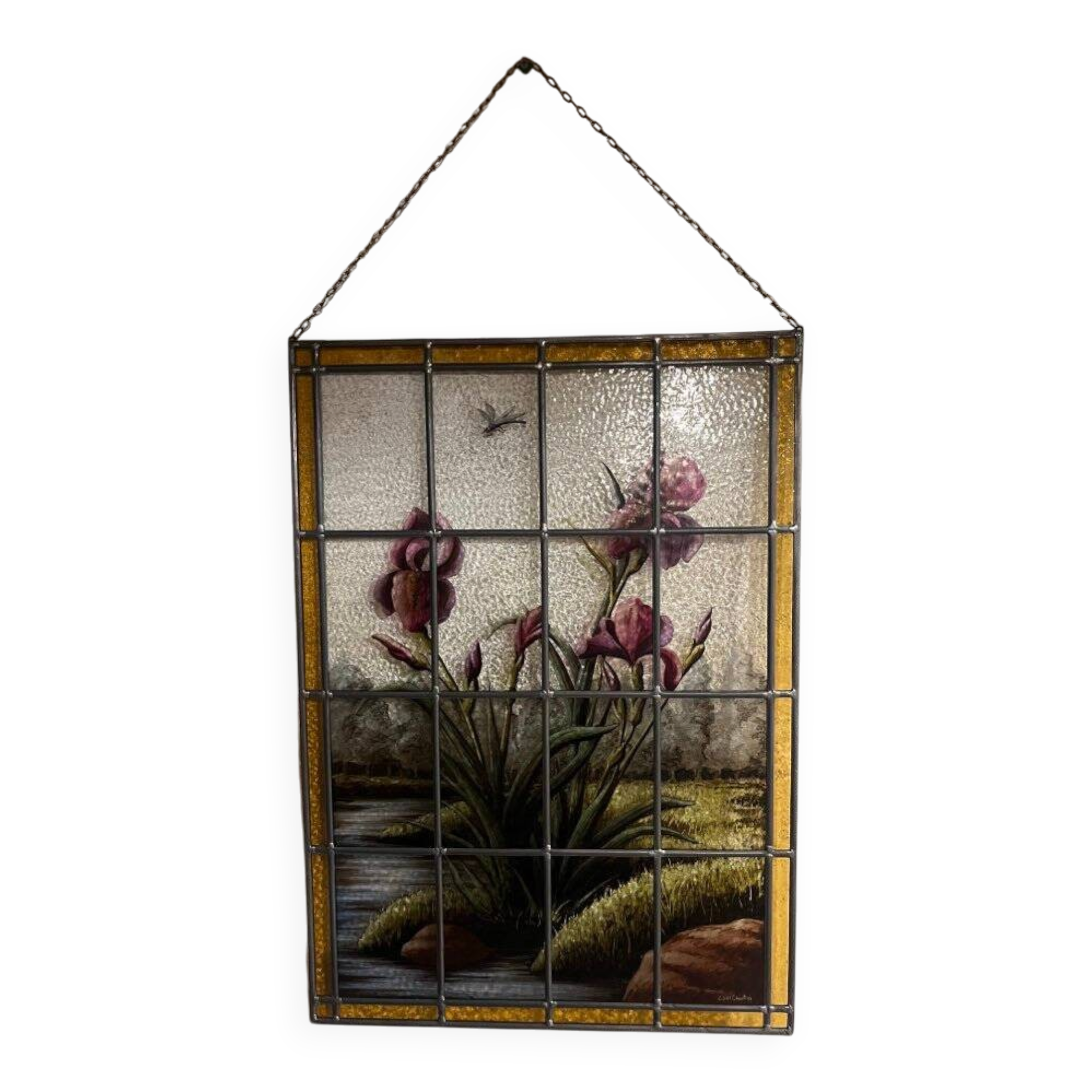 Stained glass "vegetation with irises"