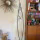 Floor lamp 50s in brass metal and opaline