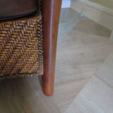 Woven rattan armchair and exotic wood - Colonial style - 1980s