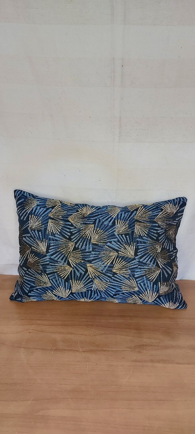 Blue palmette cushion