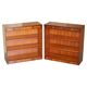 Pair of open low bookshelves Shaws of London in hardwood.