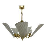 Italian murano glass chandelier hollywood regency design , 1970’s