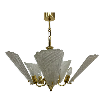 Italian murano glass chandelier hollywood regency design , 1970’s
