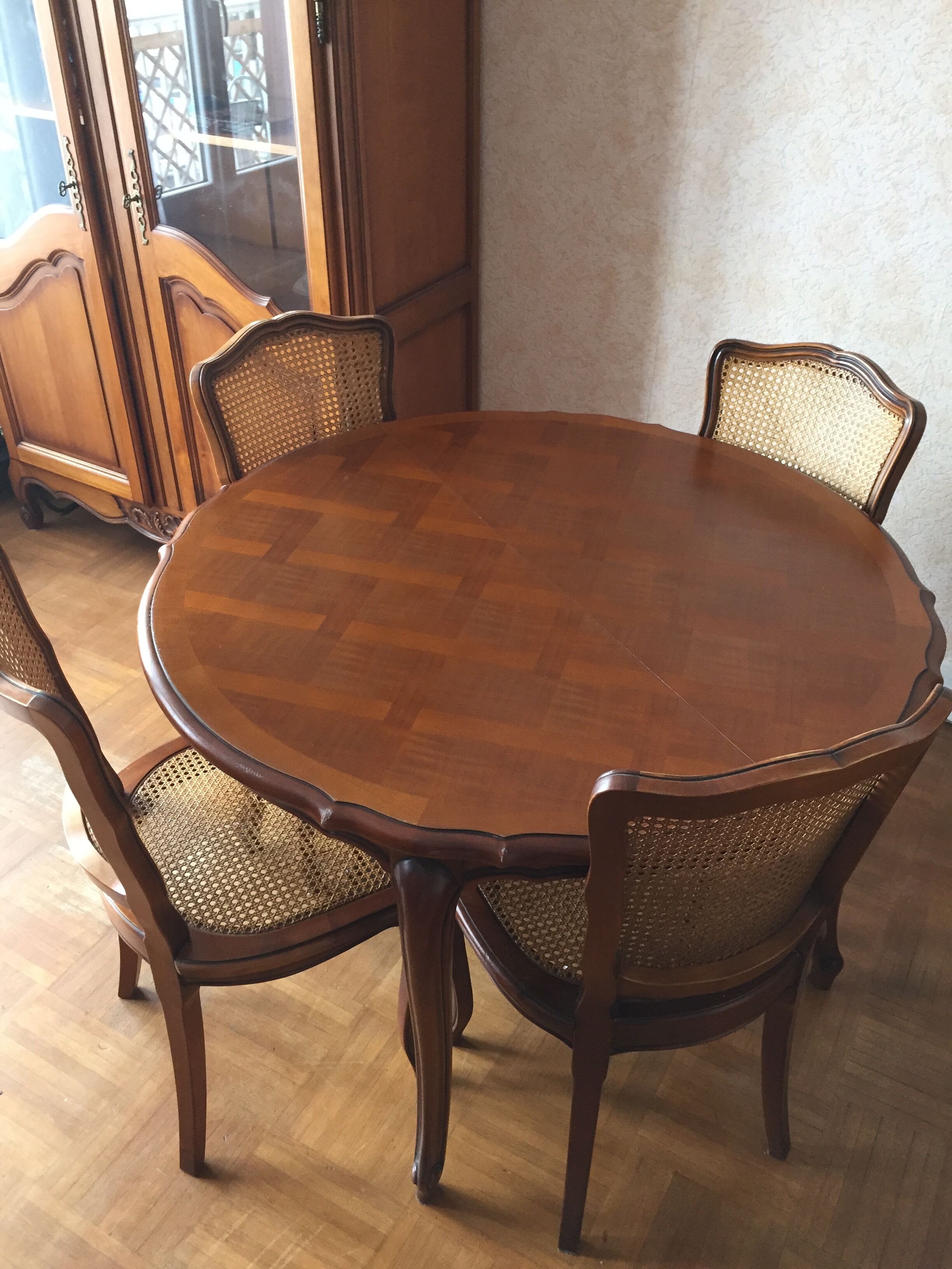 Louis Philippe-style cherry table with 4 chairs