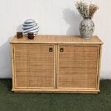 Low buffet / sideboard Dal Vera bamboo rattan vintage 1970s
