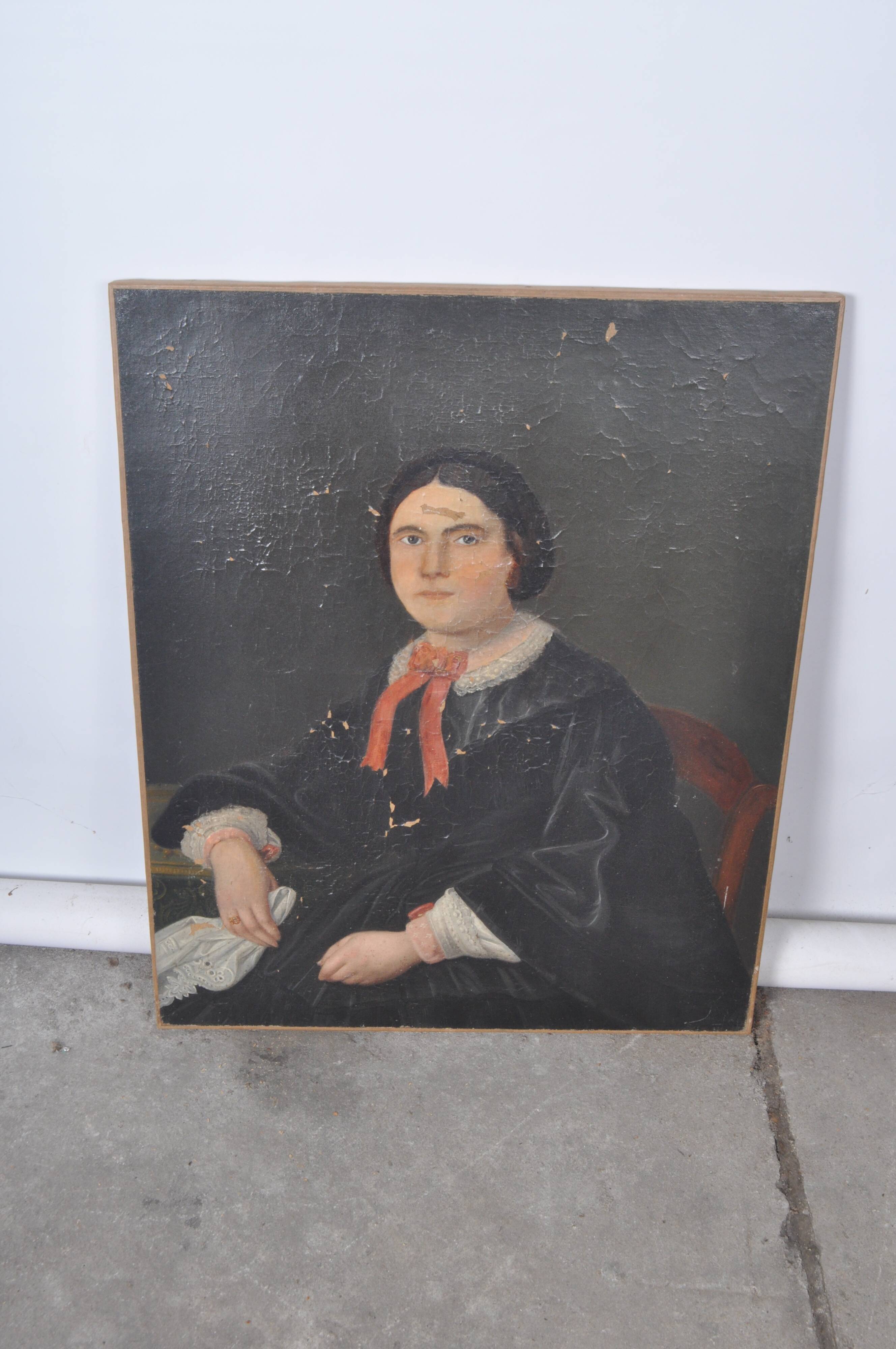 Huile sur toile portrait de femme
