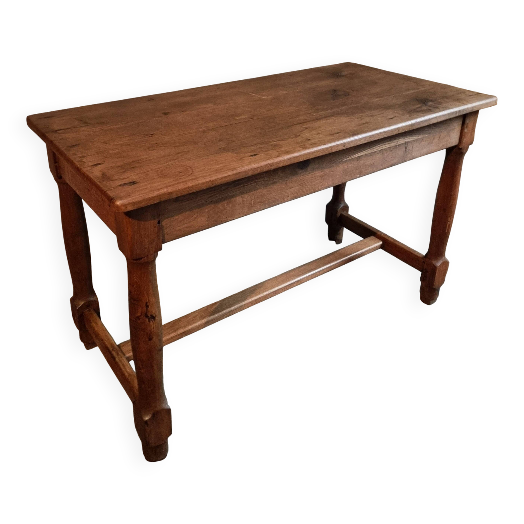 Antique French farmhouse table in oak (1780–1830) – Walnut legs – Rustic provincial dining table