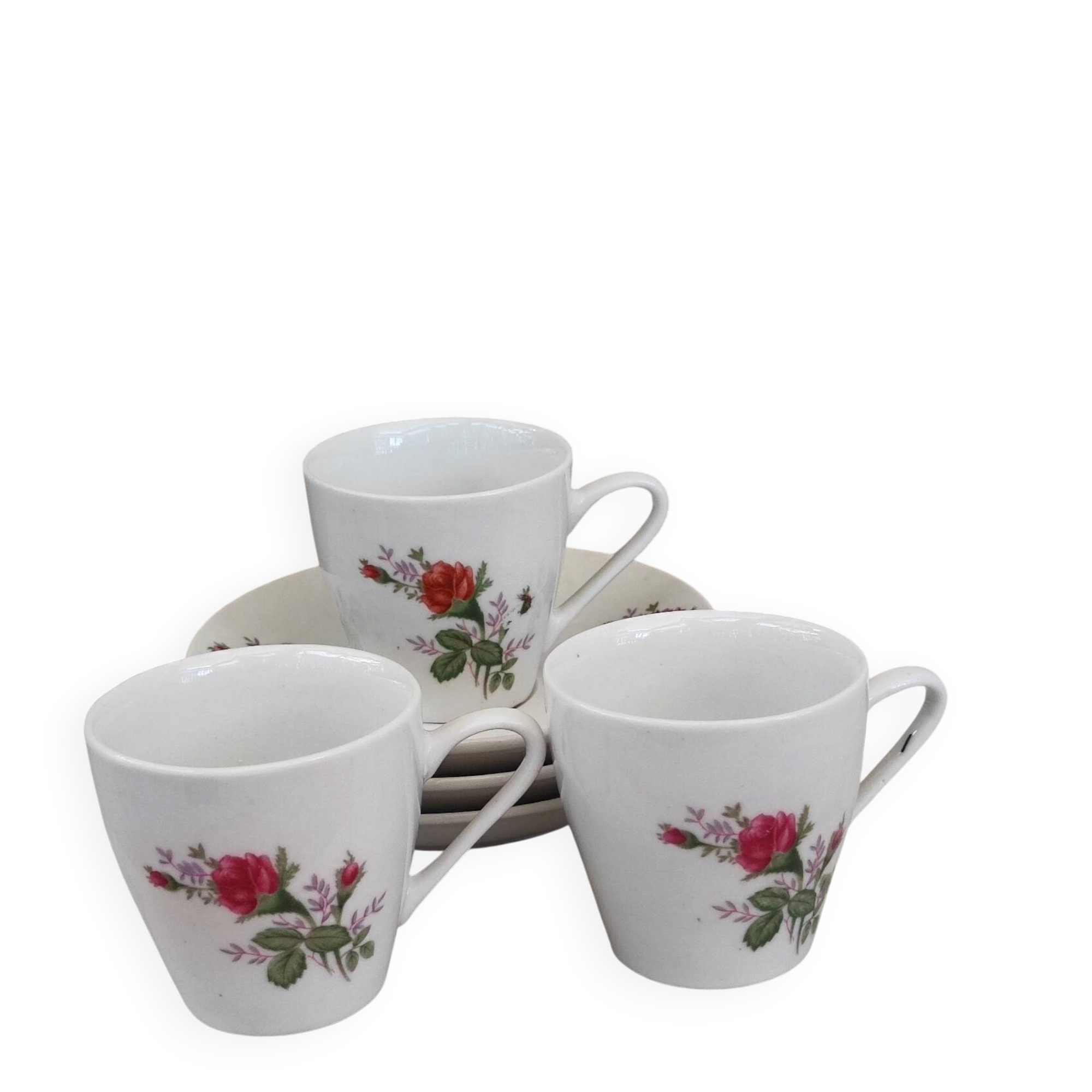 Cups and saucers porcelain flowers