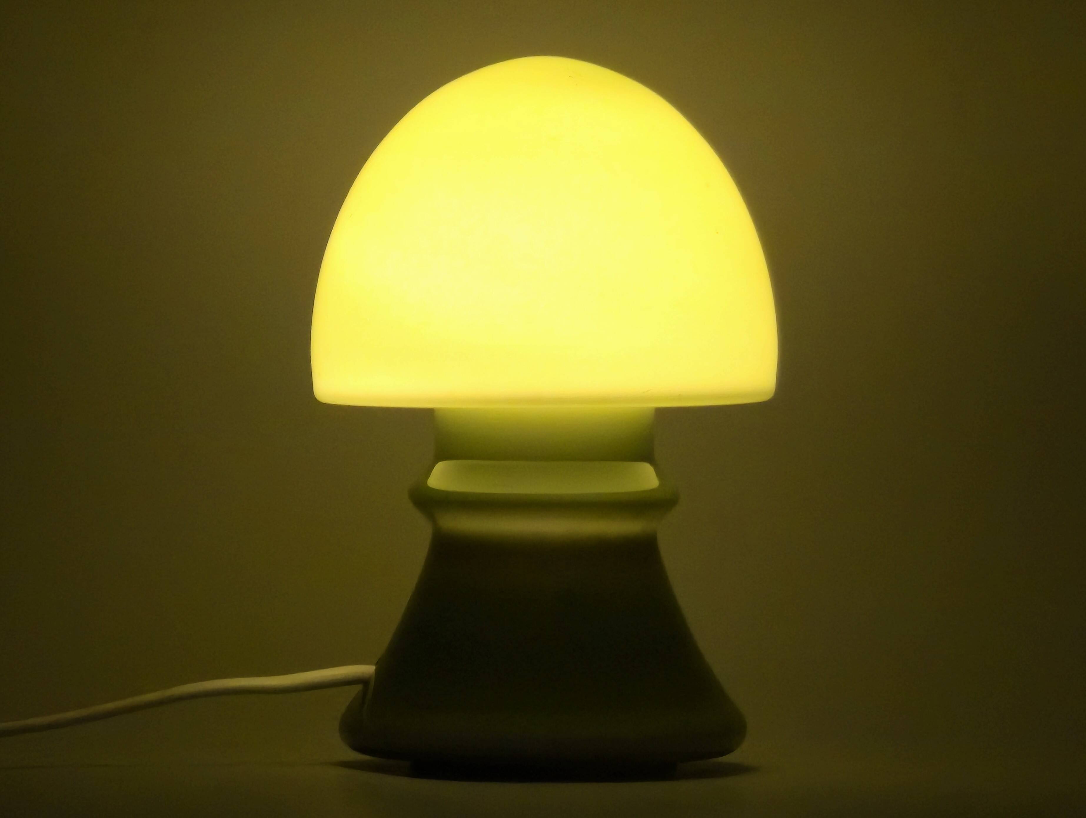 Vintage 1970s Flygsfors Orrefors Green Glass Mushroom Lamp, Sweden.