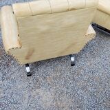 Armchairs and sofa of the 60s/70s in moleskine and chrome base on springs