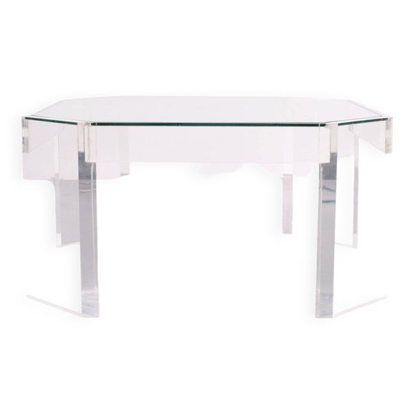 Table basse octogonale Lucite David Lange années 1970