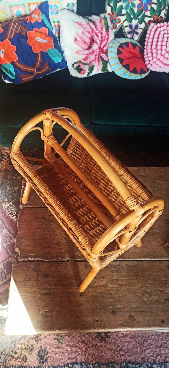Rattan magazine rack